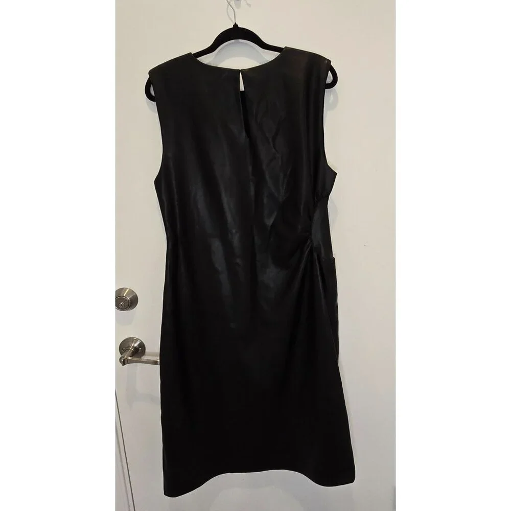 Sachin & Babi Holiday Party Diana Black Faux Leather Sleeveless Dress Size 14 - Picture 2 of 16